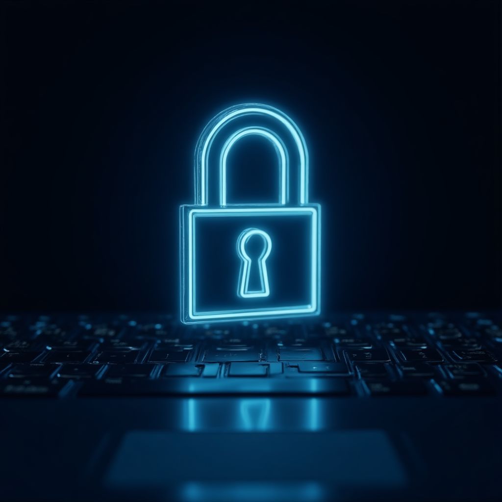 Un candado digital simbolizando seguridad.