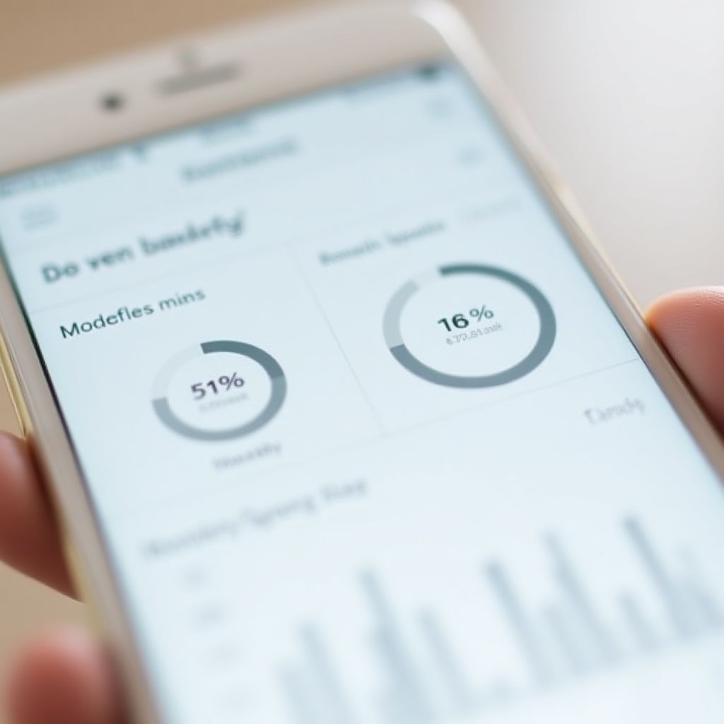 Gráficos de análisis de gastos en un smartphone.