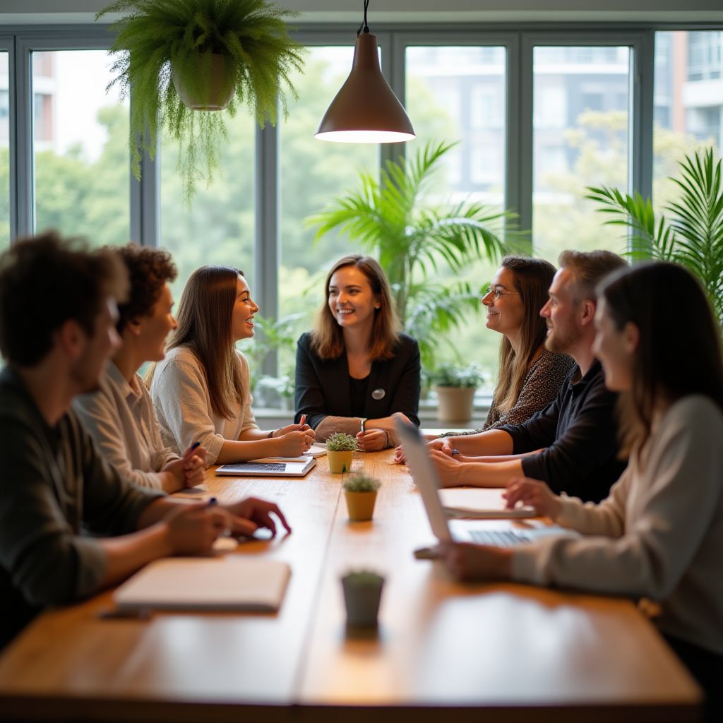 El equipo de FinanzaClara colaborando en la oficina.